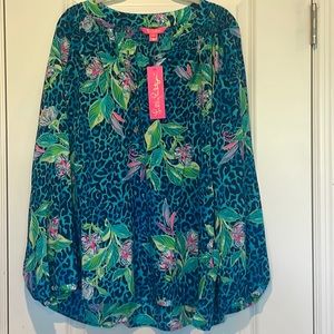 NWT Lilly Pulitzer Sz XL Elsa - Navy & Turquoise Leopard